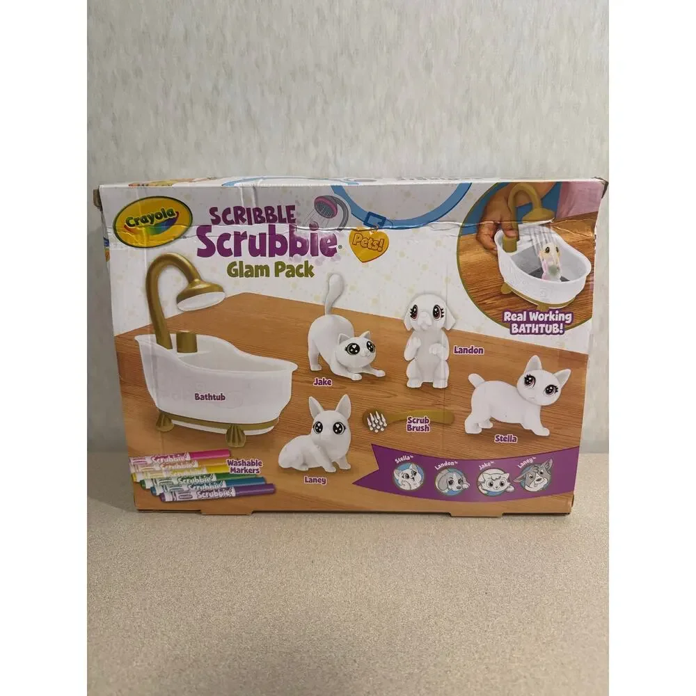 Crayola Scribble Scrubbie Pets Glam Tub Washable Toy Playset New